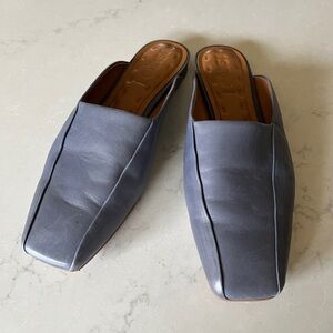 Blue Leather Sarto mules